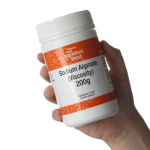 A bottle of sodium alginate , and this article we cover sodium alginate side effects